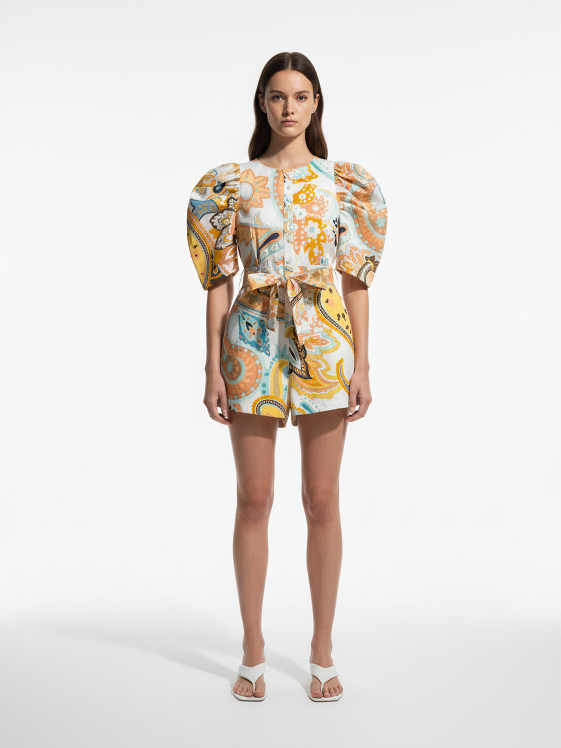 Beyaz Pamuk Dokulu Regular Fit Tulum - 1