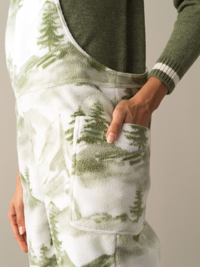 Yeşil Formunu Koruyan Regular Fit Polar Salopet - Xint