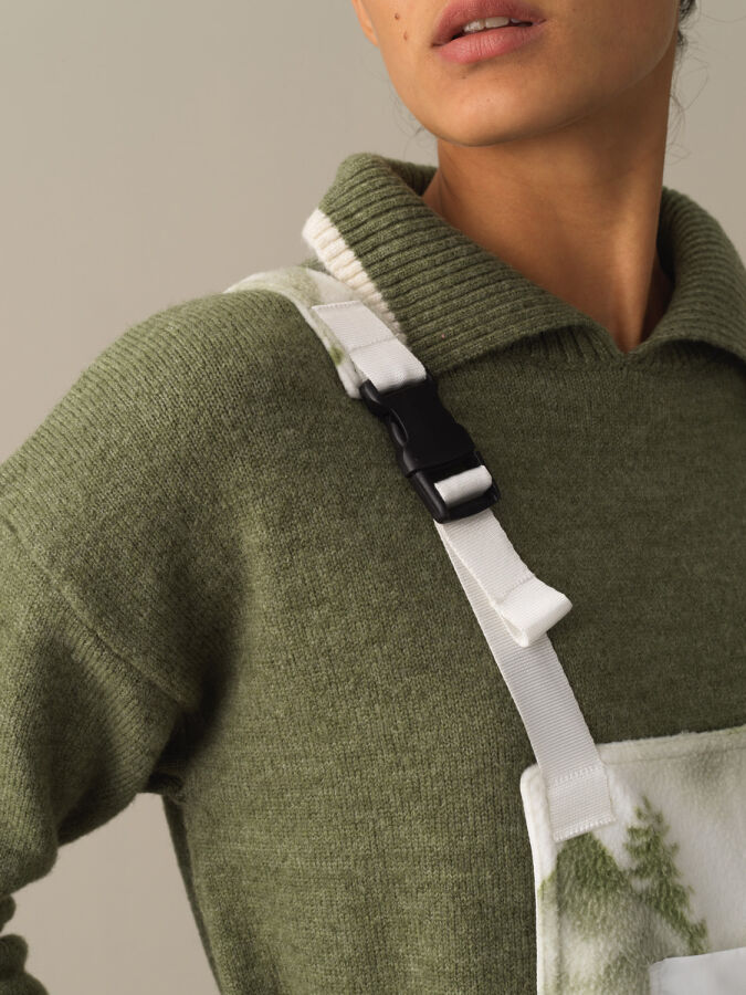 Yeşil Formunu Koruyan Regular Fit Polar Salopet - Xint