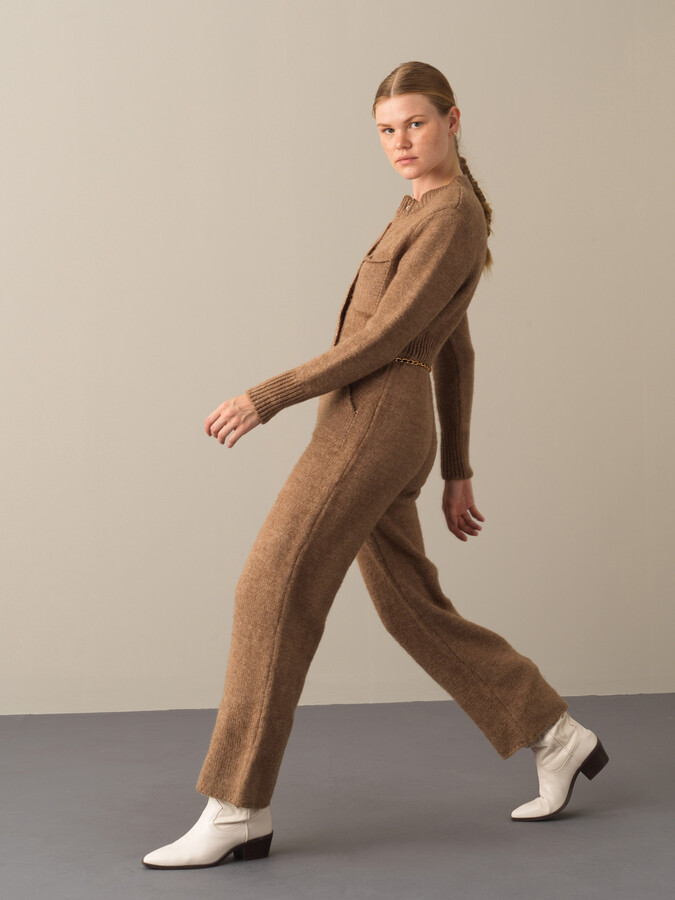 Camel Yumuşak Dokulu Regular Fit Cepli Triko Tulum - Xint