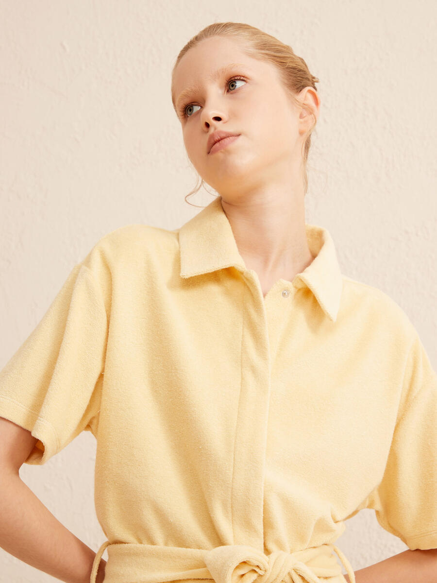 Sarı Regular Fit Pamuklu Havlu Tulum - 3