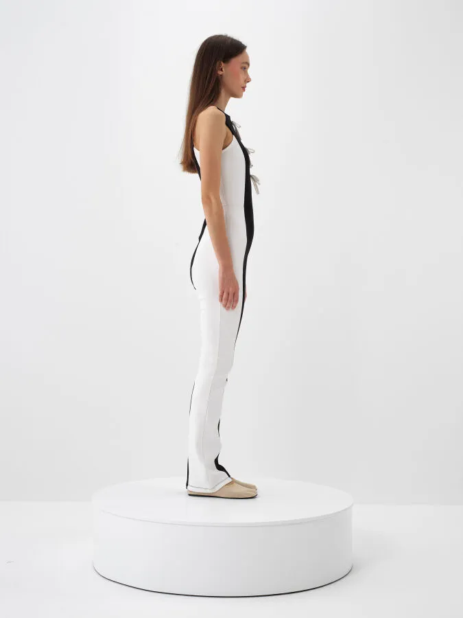 Siyah Pamuk Dokulu Slim Fit Tulum - Xint