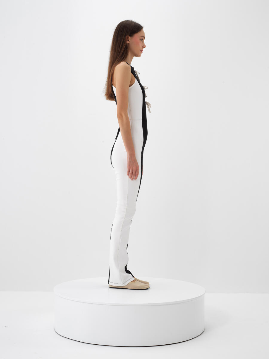 Siyah Pamuk Dokulu Slim Fit Tulum - 4