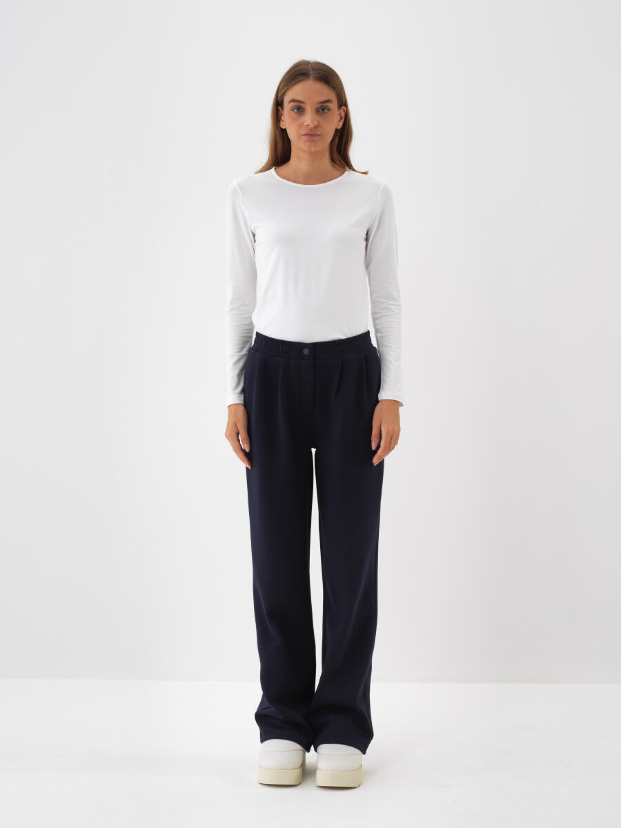 Beyaz Modal Dokulu Slim Fit Uzun Kollu Tişört - 2