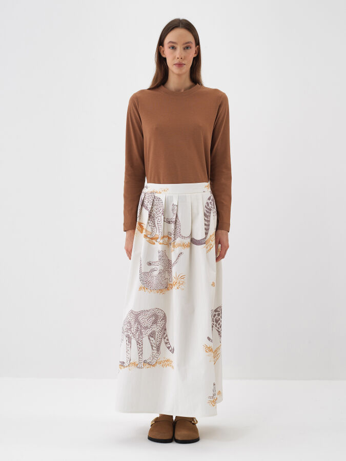 Camel Pamuk Dokulu Regular Fit Uzun Kollu Tişört - Xint