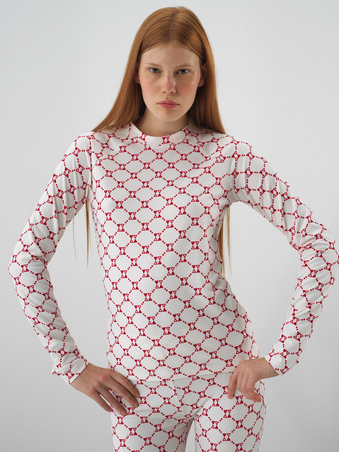 Ekru Esnek Dokulu Slim Fit Uzun Kollu Tişört - Xint