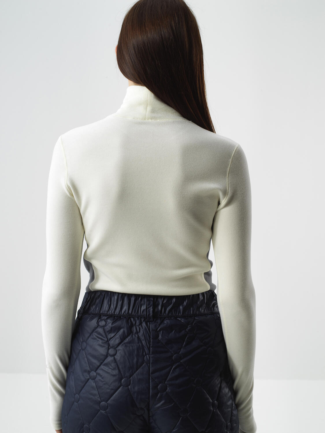 Ekru Yumuşak Polar Yüzeyli Slim Fit Uzun Kollu Tişört - 4