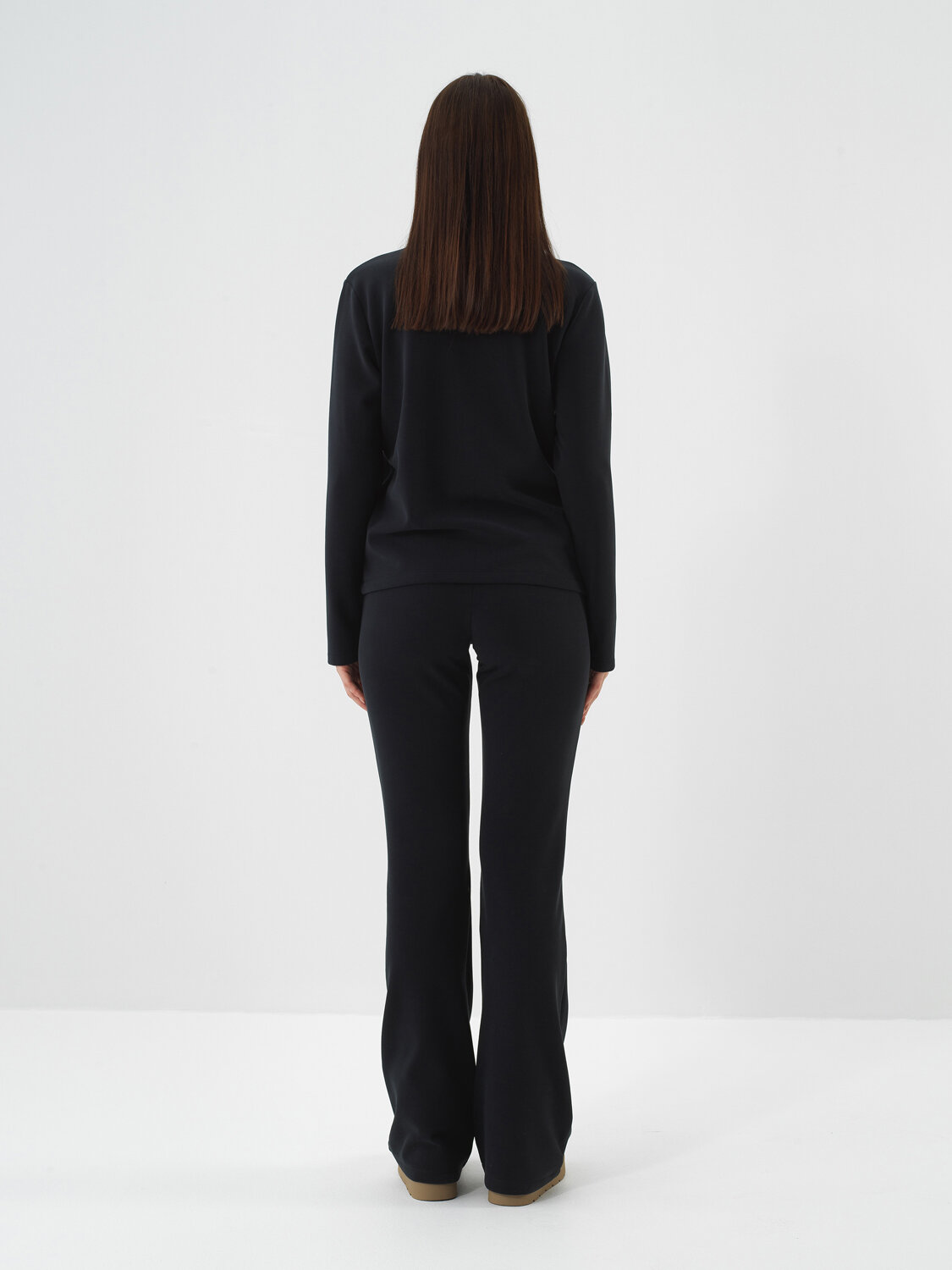 Lacivert Modal Dokulu Regular Fit Uzun Kollu Tişört - Xint