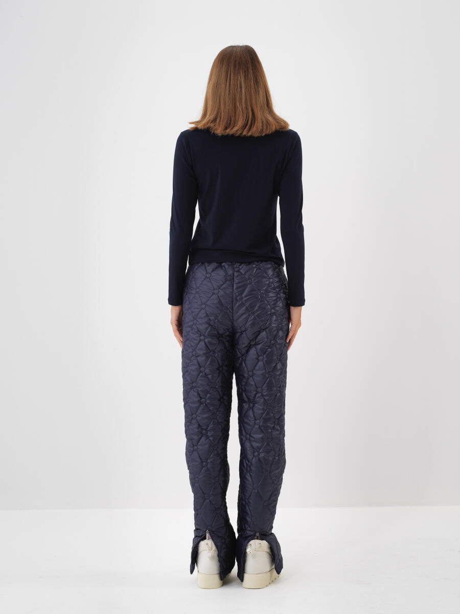 Lacivert Modal Dokulu Slim Fit Uzun Kollu Tişört - 5