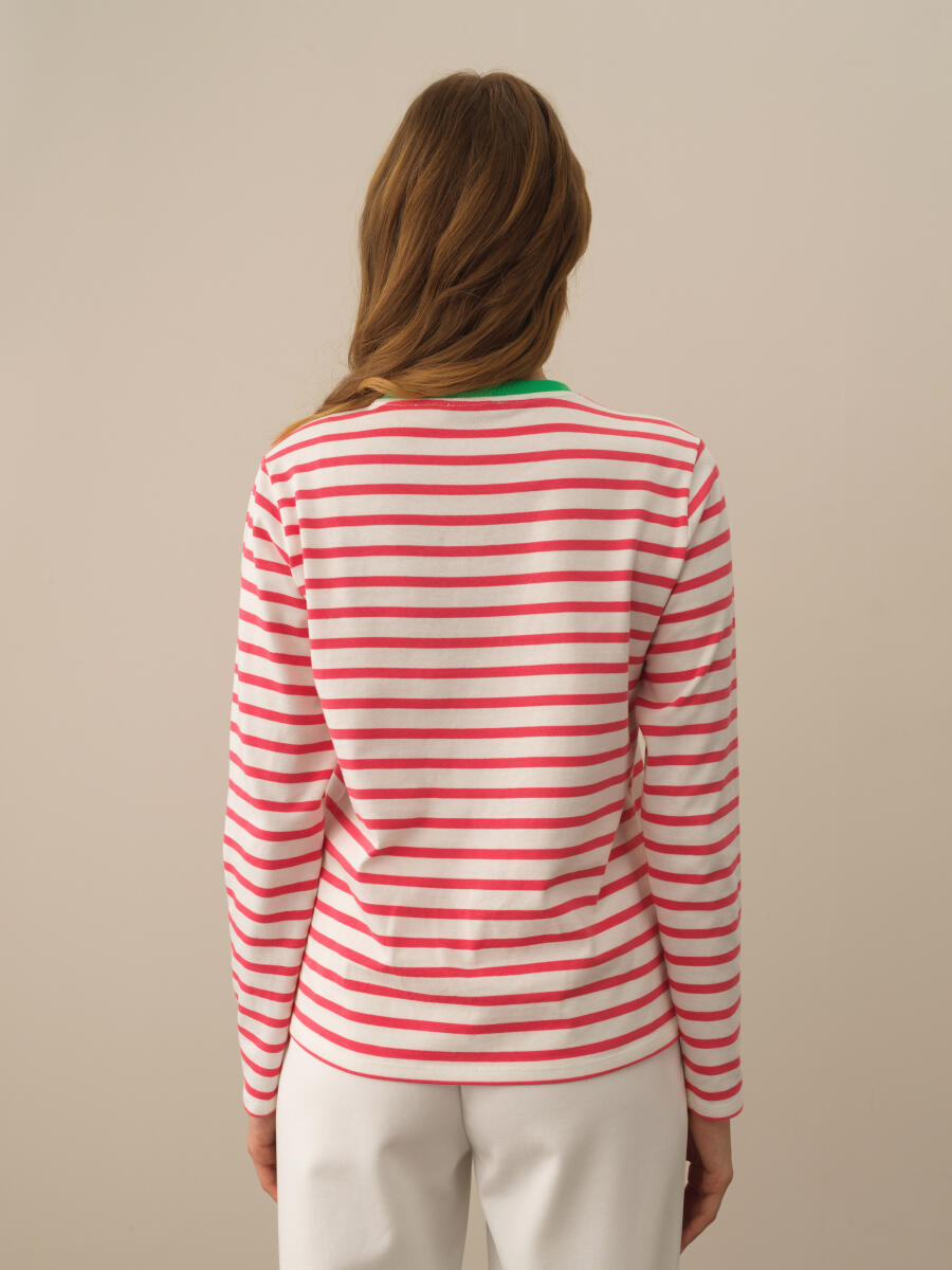 Pembe Pamuk Dokulu Regular Fit Uzun Kollu Tişört - 3