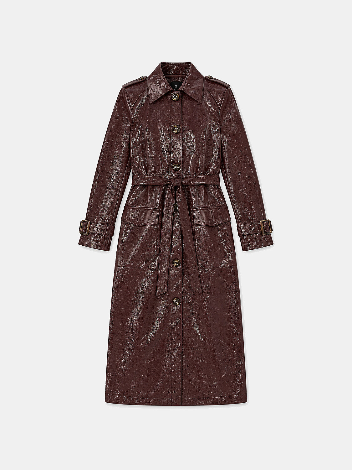 Bordo Deri Görünümlü Regular Fit Yağmurluk (1)