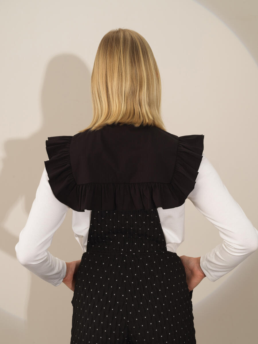 Siyah Pamuk Dokulu Oversize Yakalık - 4