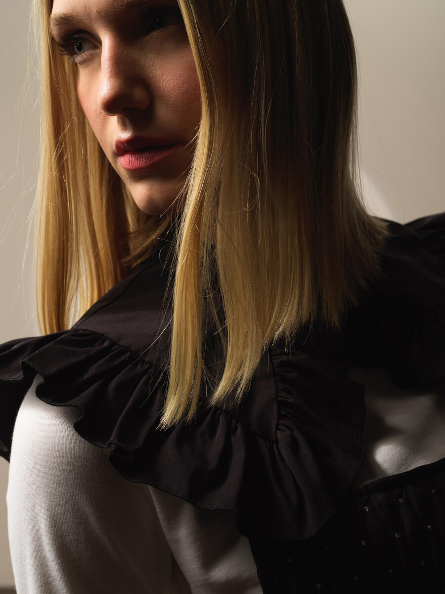 Siyah Pamuk Dokulu Oversize Yakalık - 3