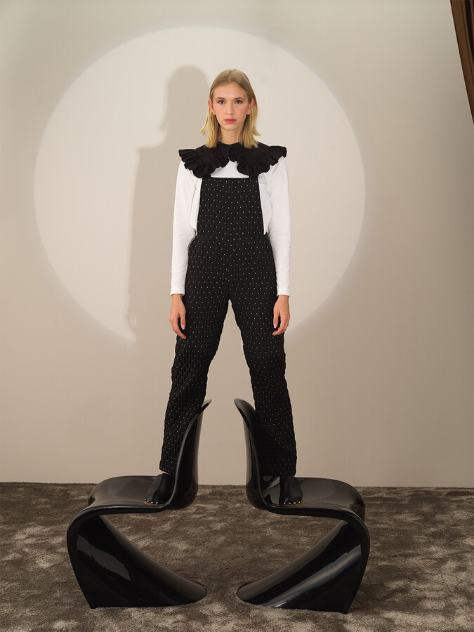 Siyah Pamuk Dokulu Oversize Yakalık - Xint