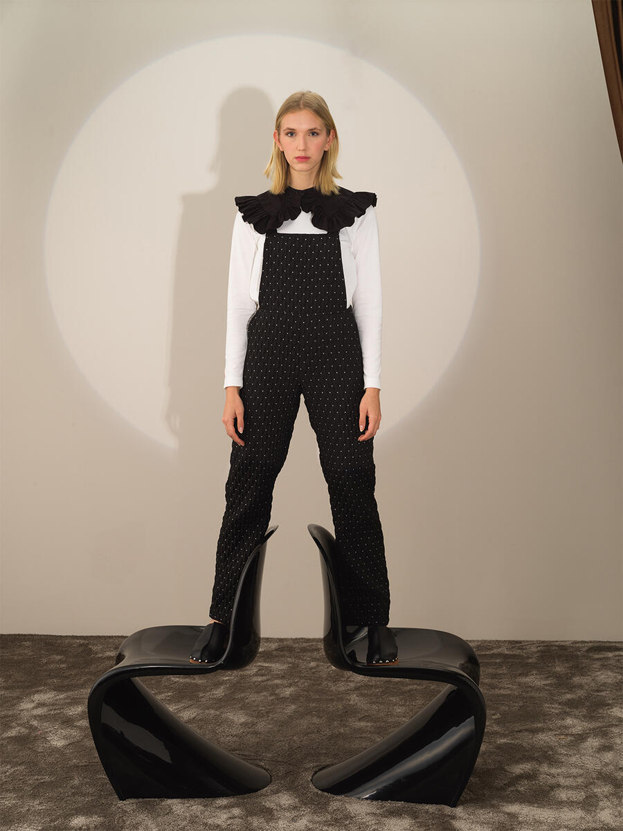 Siyah Pamuk Dokulu Oversize Yakalık - 2