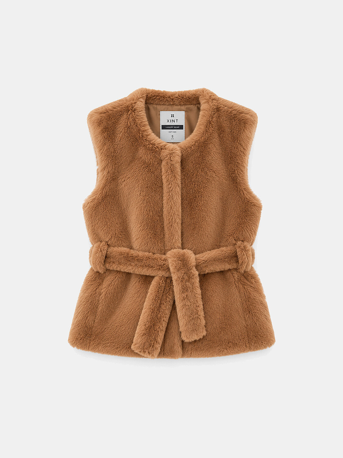 Camel Regular Fit Peluş Yelek - 1