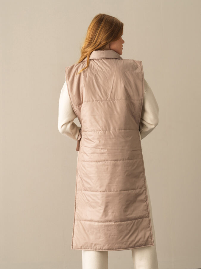 Bej Formunu Koruyan Dik Yaka Regular Fit Yelek - Xint