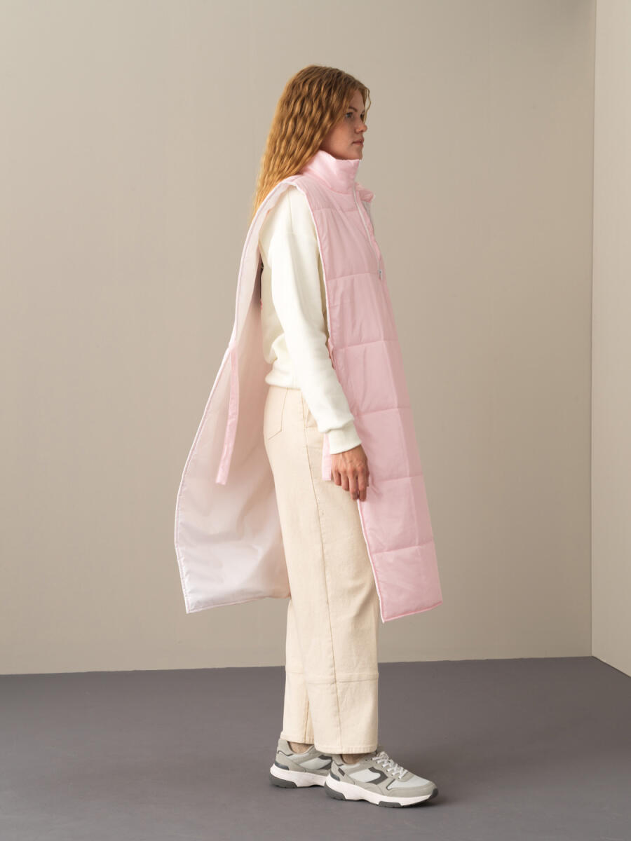 Pembe Formunu Koruyan Dik Yaka Regular Fit Yelek - 3