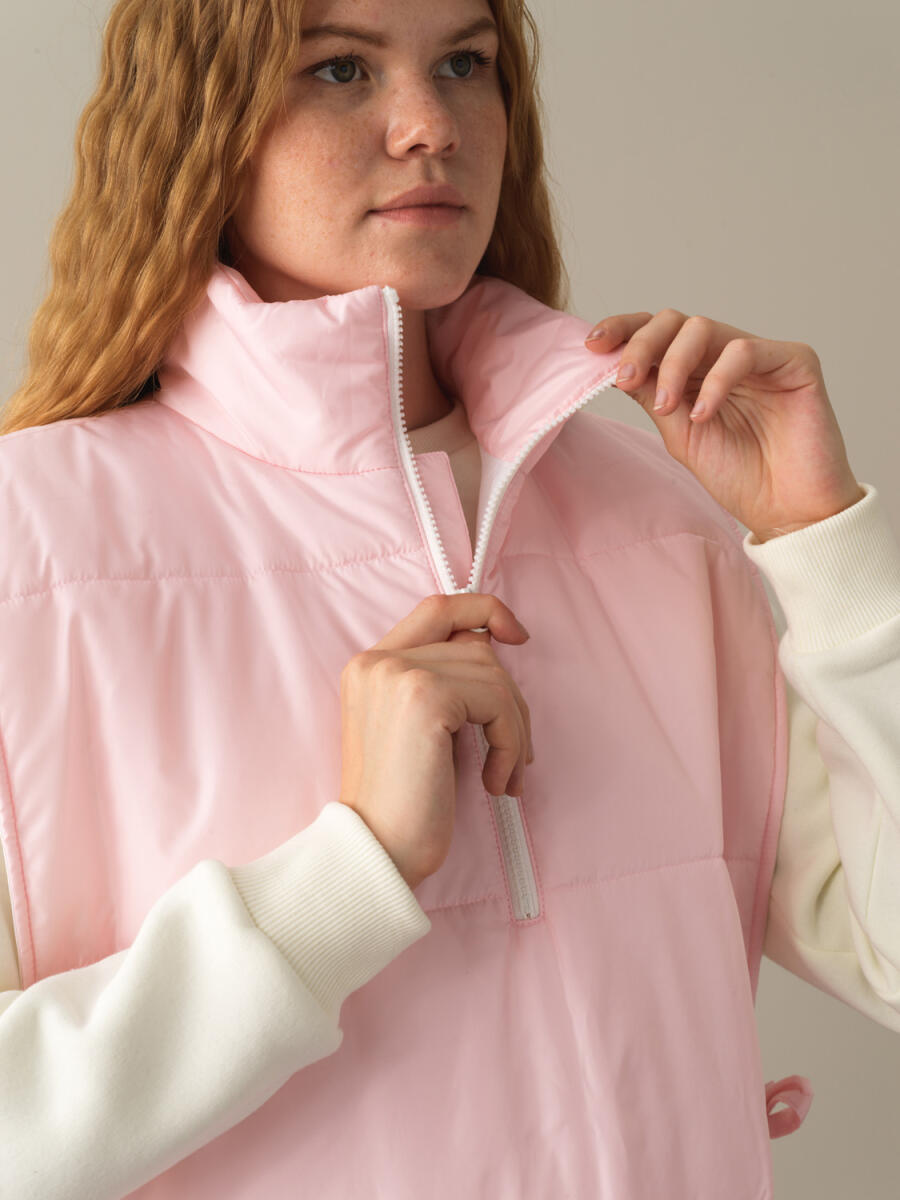 Pembe Formunu Koruyan Dik Yaka Regular Fit Yelek - 5