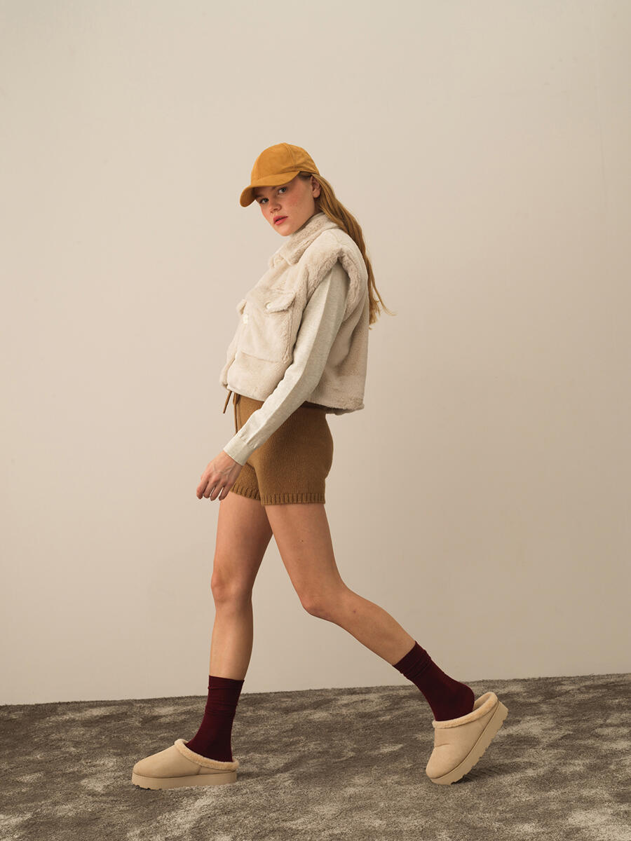 Ekru Formunu Koruyan Oversize Yelek - 3