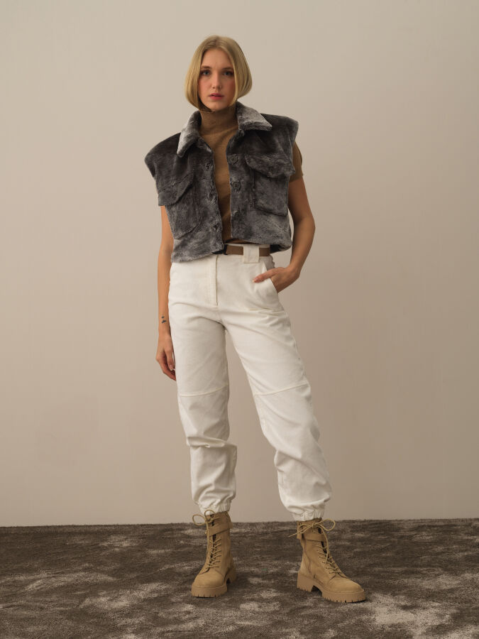 Koyu Gri Formunu Koruyan Oversize Yelek - Xint