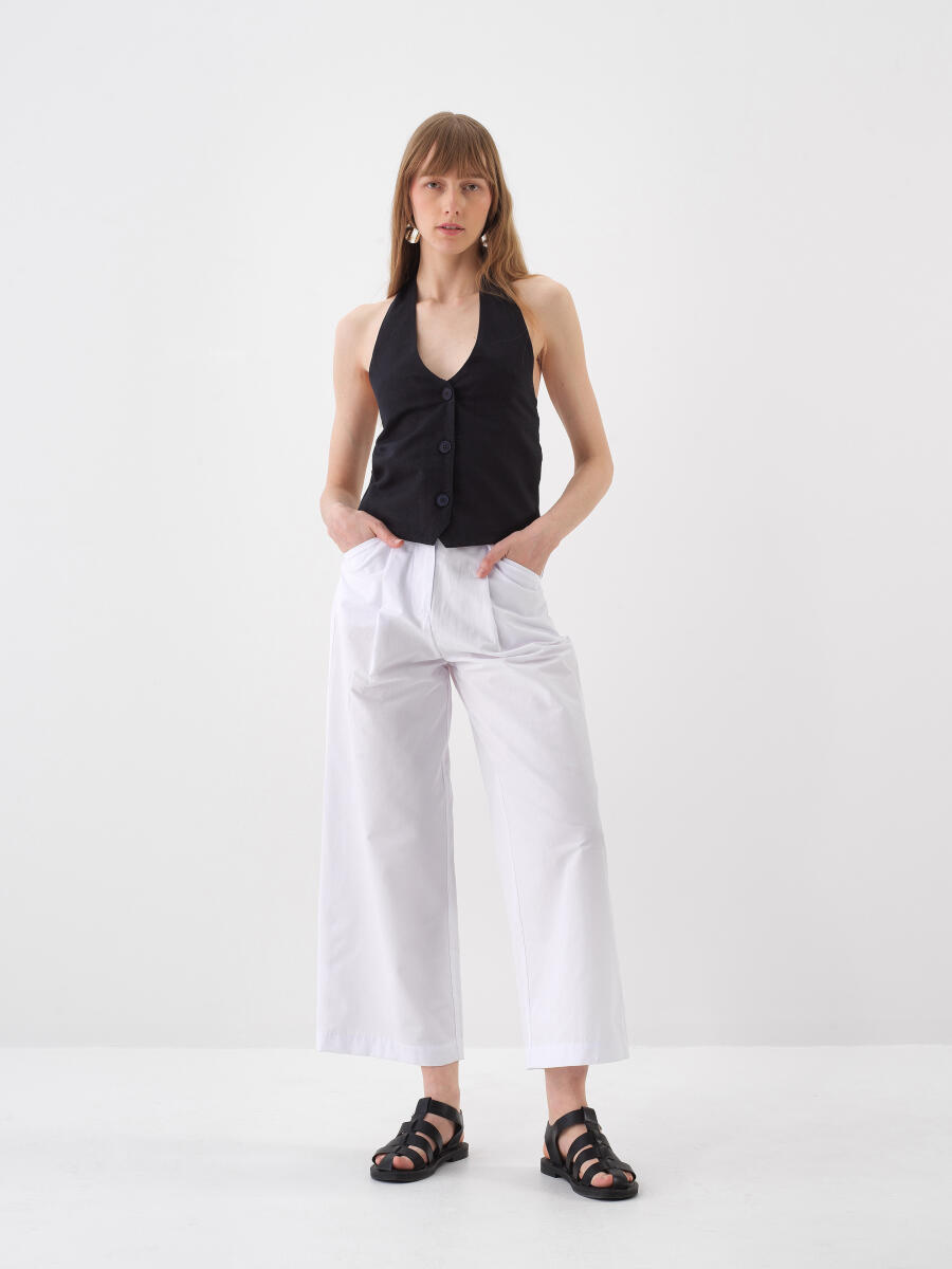 Siyah %100 Keten Regular Fit Yelek (3)
