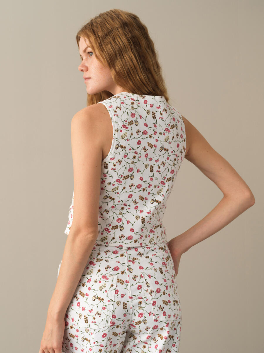 Pembe Pamuk Dokulu Regular Fit Desenli Yelek - 3