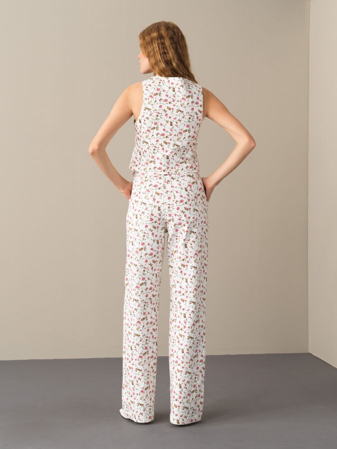 Pembe Pamuk Dokulu Regular Fit Desenli Yelek - Xint