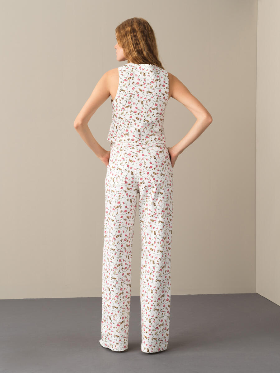 Pembe Pamuk Dokulu Regular Fit Desenli Yelek - 4