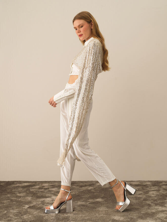 Xint Toptan Bej Esnek Dokulu Regular Fit Pelerin - 3