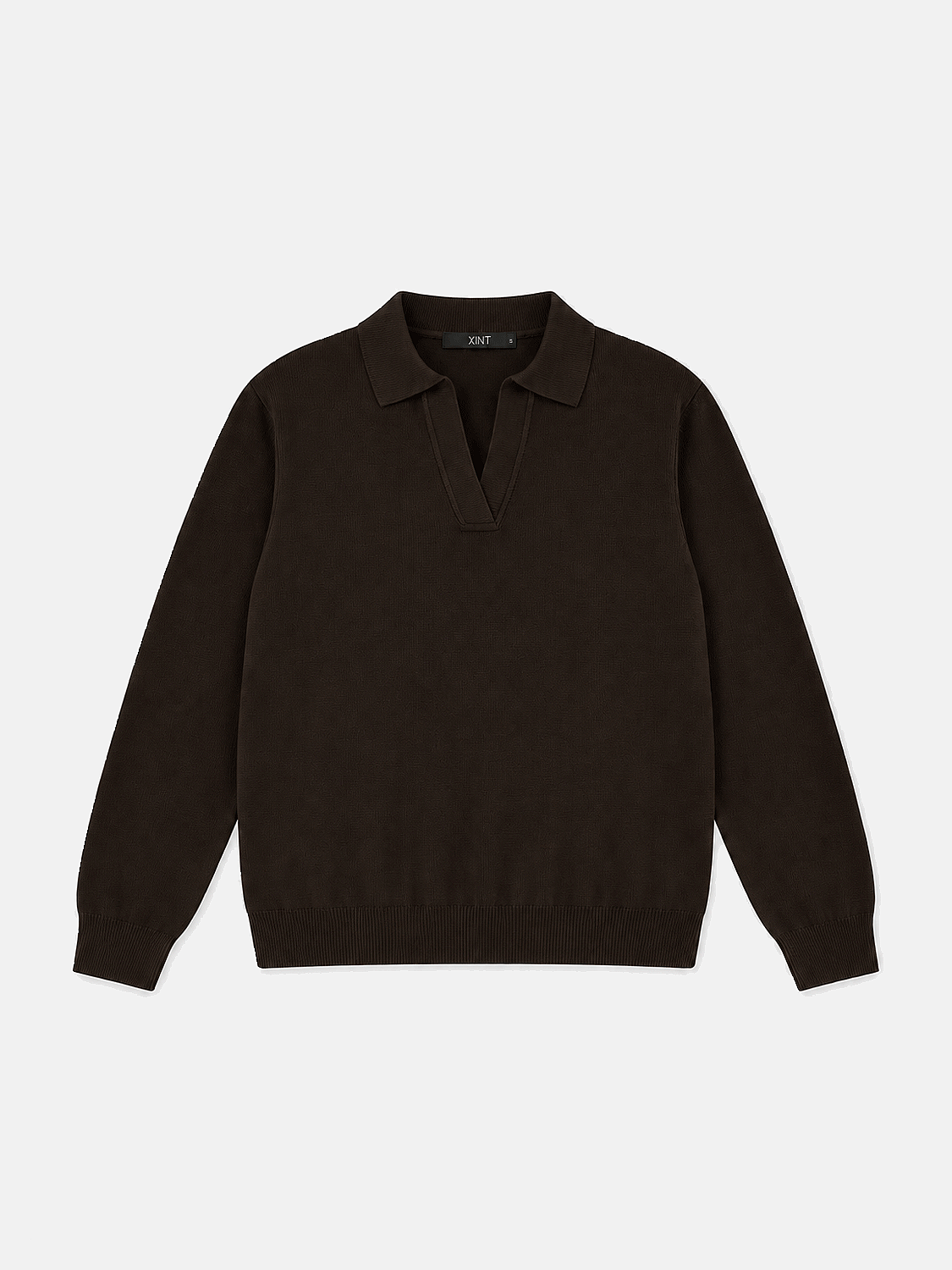 Kahverengi Oversize Polo V Yaka Kazak