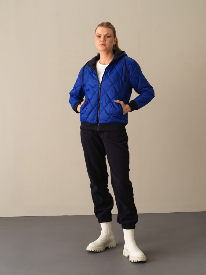 Mavi Pamuk Dokulu Çift Taraflı Sweatmont - Xint