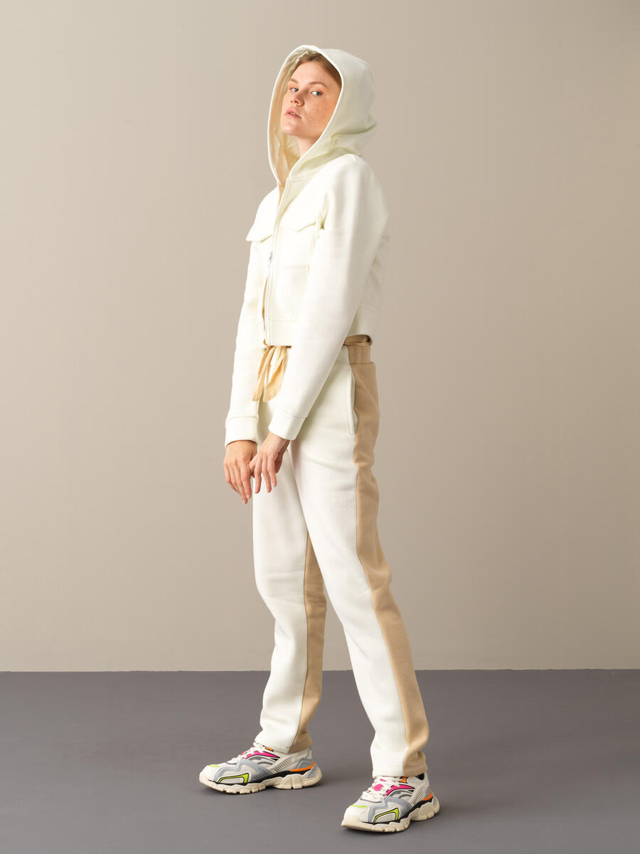 Ekru Pamuk Dokulu Pamuklu Oversize Sweatshirt - 5