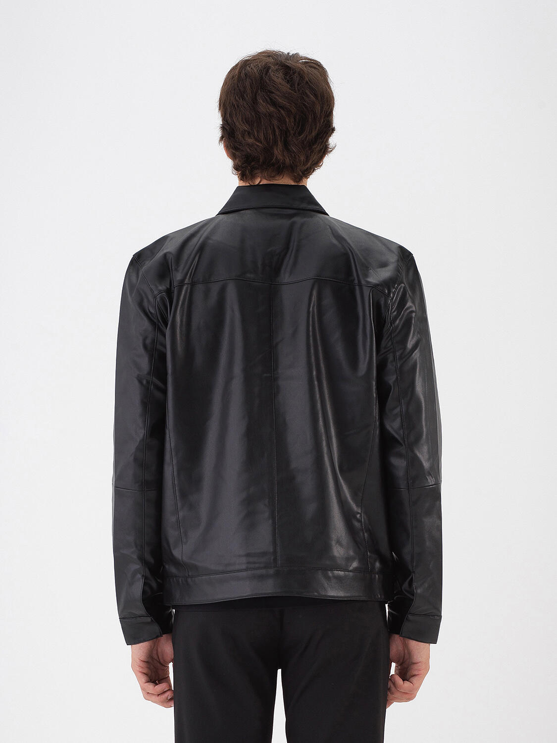 Leather-Look Plain Jacket (4)