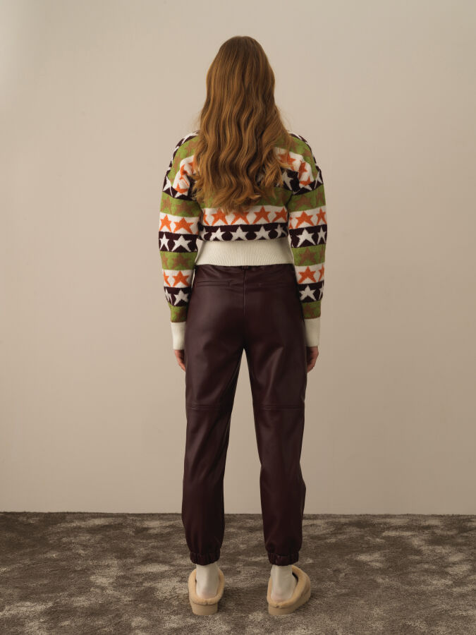 Leather-Look Regular Fit Pants - Xint