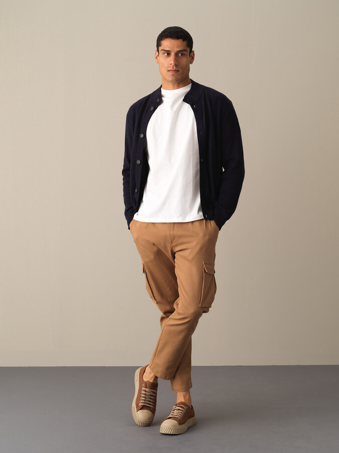 100% Cotton Regular Fit Buttoned Basic Cardigan - Xint