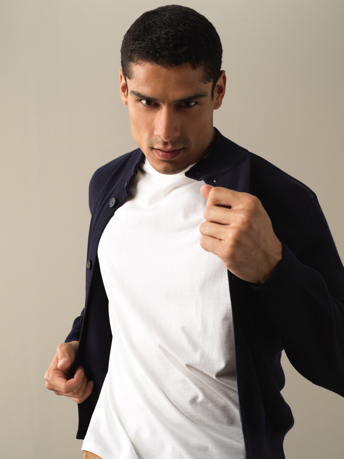 100% Cotton Regular Fit Buttoned Basic Cardigan - Xint