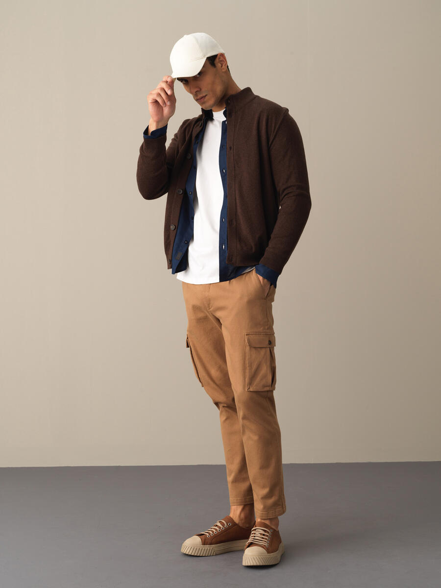 100% Cotton Regular Fit Buttoned Basic Cardigan - 2