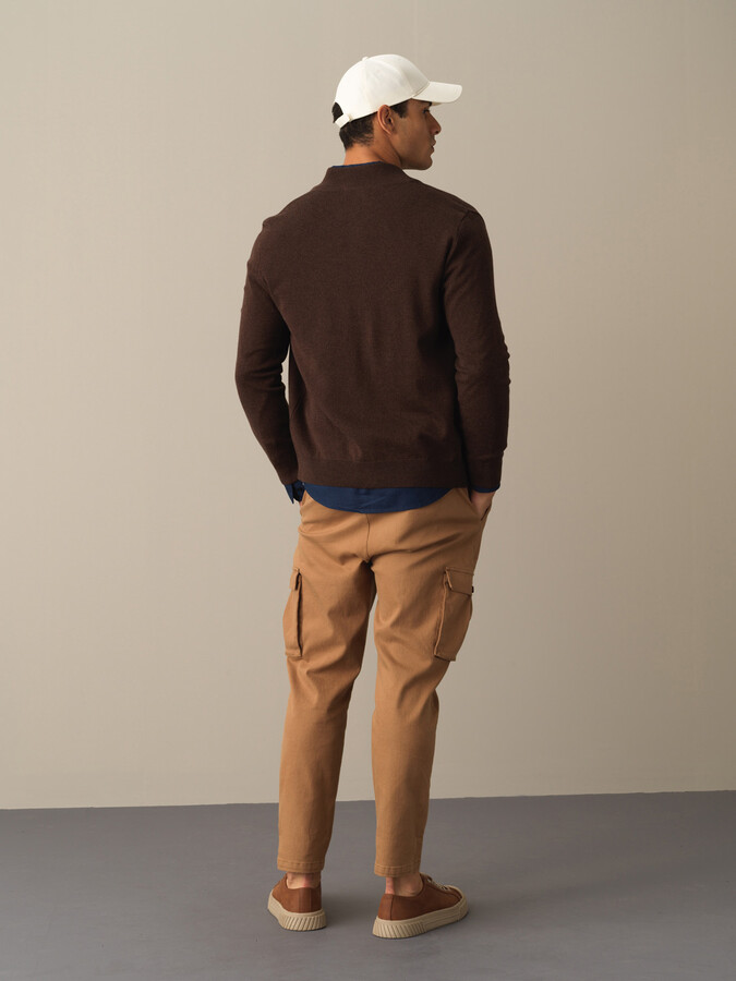 100% Cotton Regular Fit Buttoned Basic Cardigan - Xint