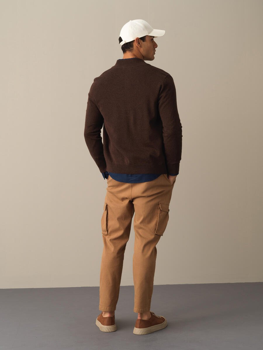 100% Cotton Regular Fit Buttoned Basic Cardigan - 5