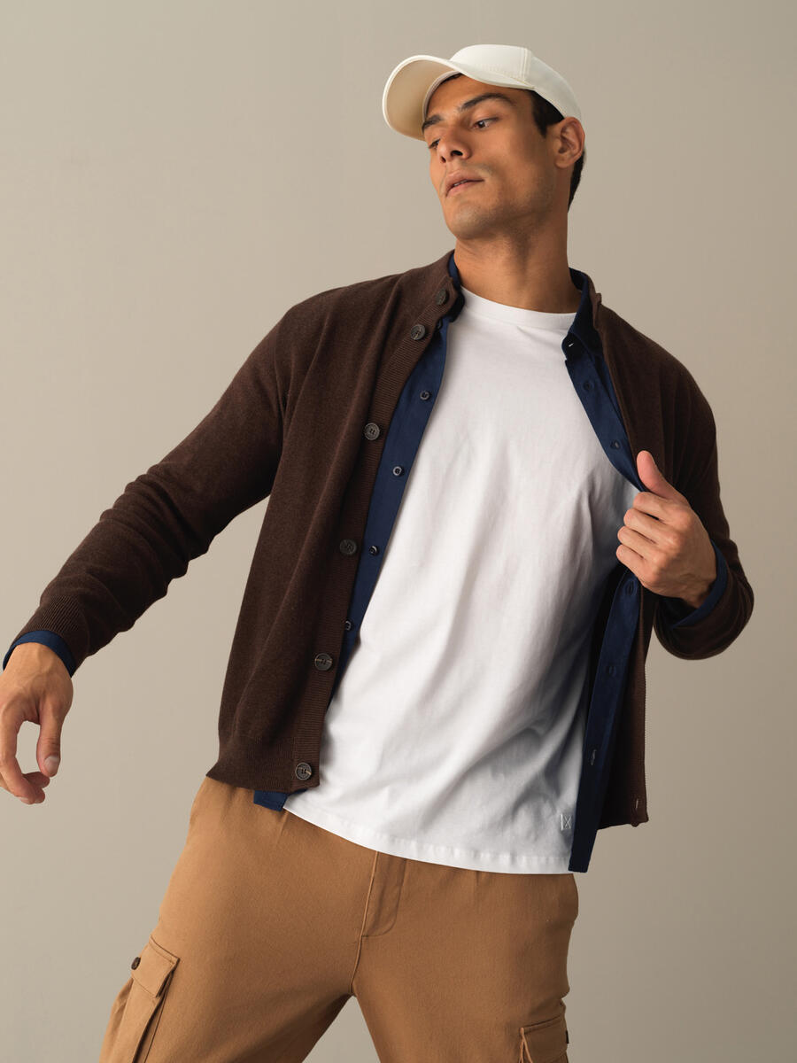 100% Cotton Regular Fit Buttoned Basic Cardigan - 3