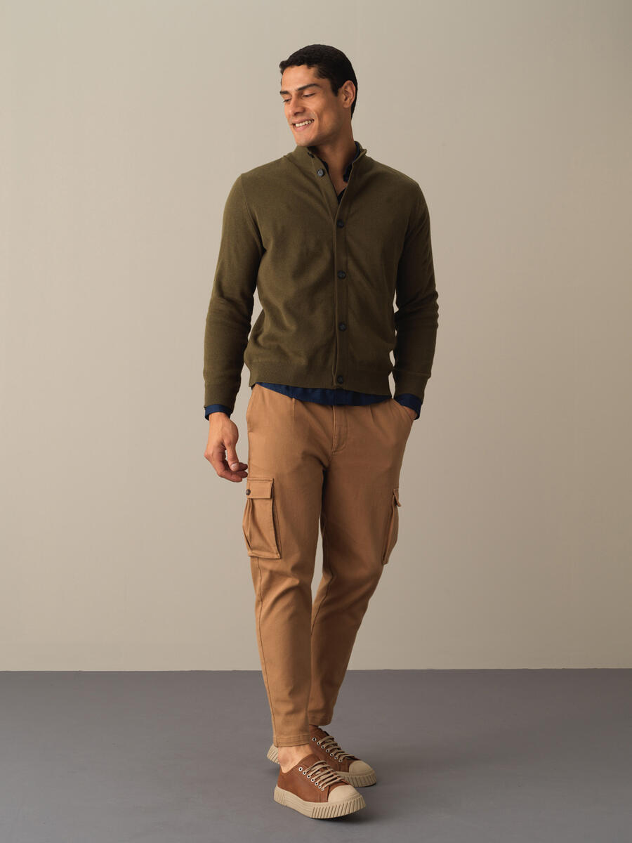 100% Cotton Regular Fit Buttoned Basic Cardigan - 2