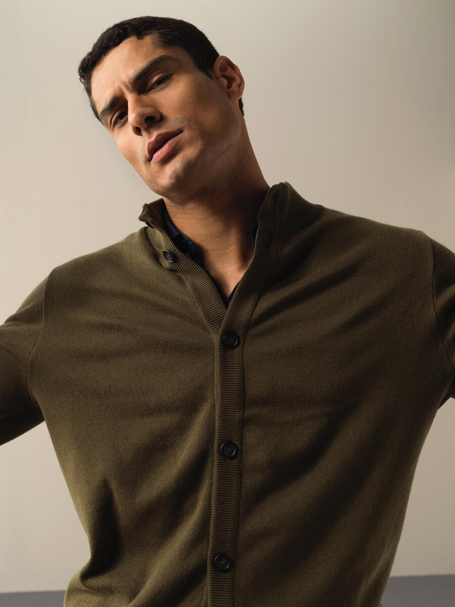 100% Cotton Regular Fit Buttoned Basic Cardigan - 3