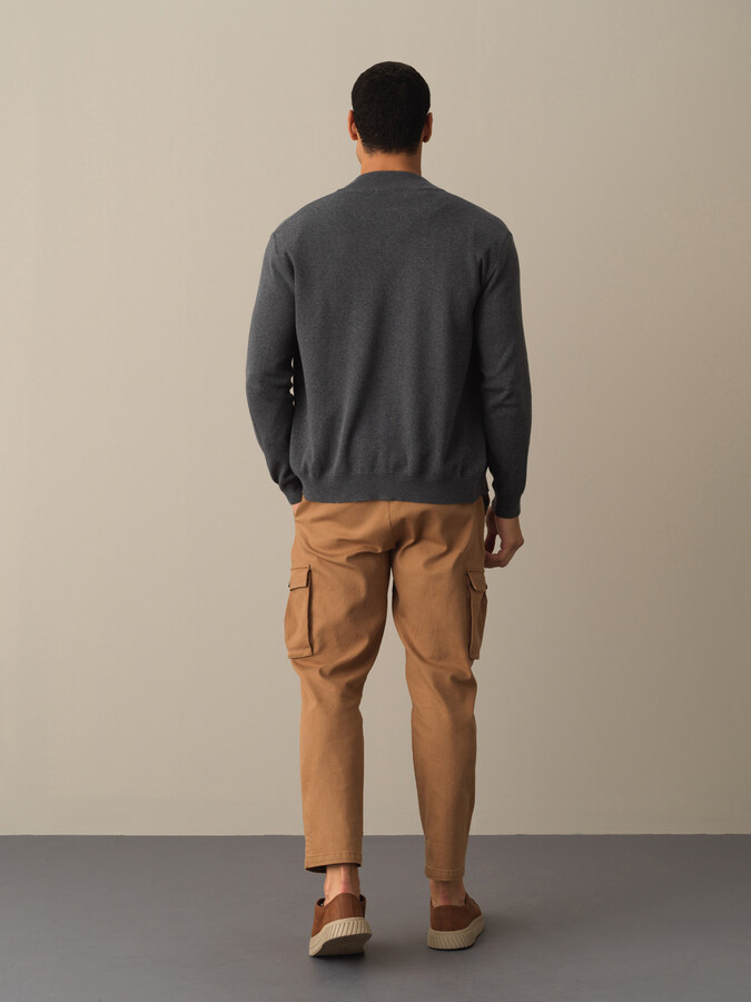 100% Cotton Regular Fit Buttoned Basic Cardigan - Xint