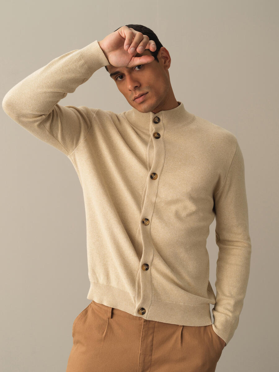 100% Cotton Regular Fit Buttoned Basic Cardigan