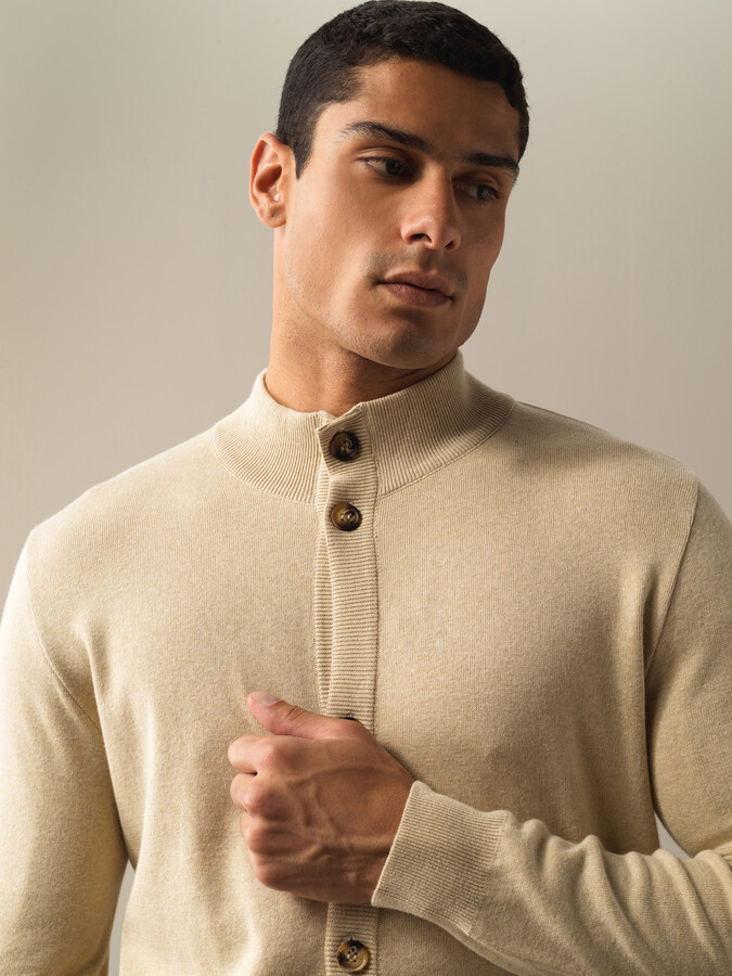 100% Cotton Regular Fit Buttoned Basic Cardigan - Xint