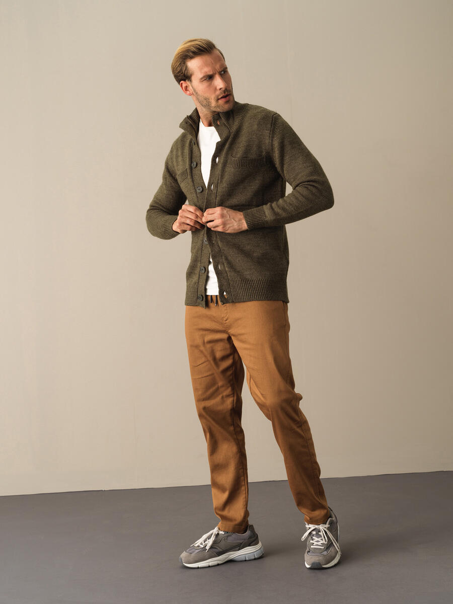 Regular Fit Buttoned Pocketed Cardigan - 2