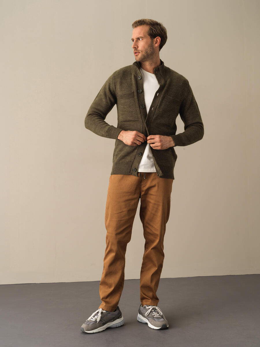 Regular Fit Buttoned Pocketed Cardigan - 4