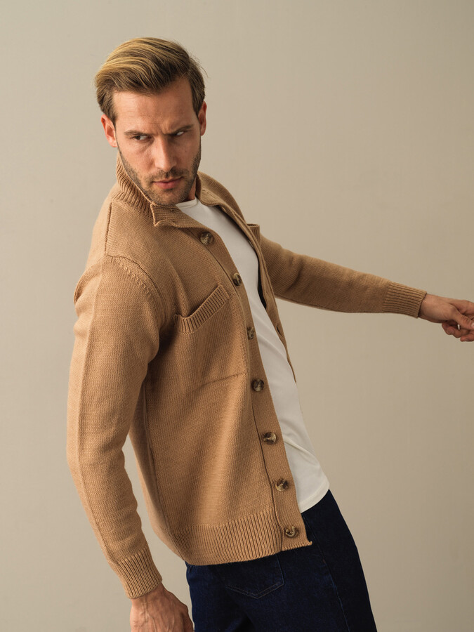 Regular Fit Buttoned Pocketed Cardigan - Xint