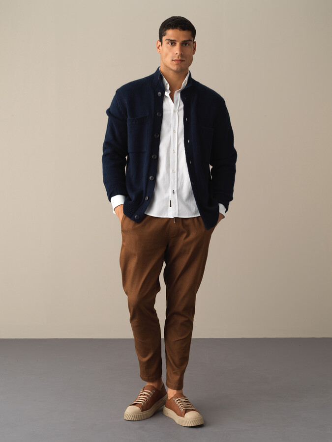 Regular Fit Buttoned Pocketed Cardigan - Xint